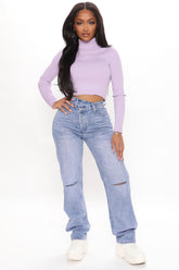 Crossover Tinted Straight Leg Jeans - Purple Ins Street